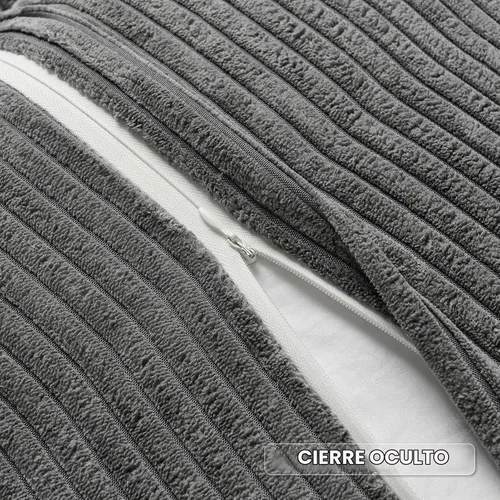 Vista 2 de HAUSSY Pack of 2 Corduroy Throw Pillow Covers 18x18 Inch, Dark Grey Gris oscuro