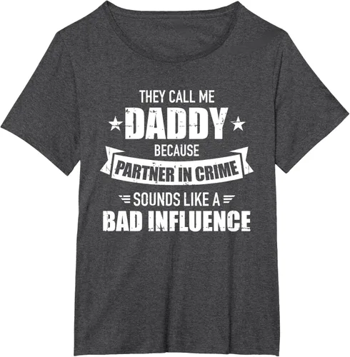 Vista 25 de Call me dad partner in crime bad influence camiseta divertida regalo papá, Negro, S