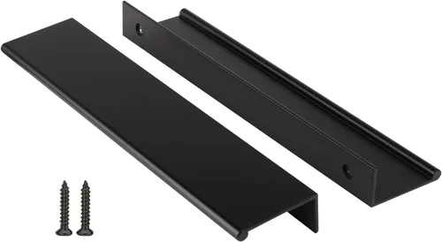 Vista 35 de Peaha Paquete de 10 manijas de gabinete de cocina de 1-5/16 pulgadas, tiradores negros para cajones de tocador, borde de puerta, tiradores de dedo