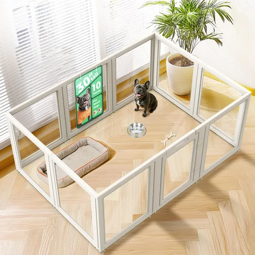 Vista 19 de FXW AuraSpace - Cerca acrílica para perros pequeños, para interiores, 24 pulgadas, 2 paneles, incluye 1 puerta y 1 panel, color negro