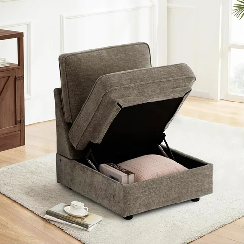 Vista 51 de TEKAMON - Sofá modular de 73" con almacenamiento en el asiento, sofá biplaza moderno de tela de chenilla para sala de estar, oficina, apartamento