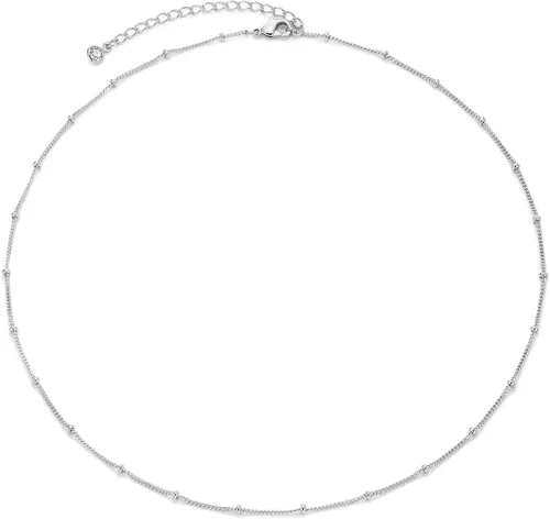 Vista 10 de MEVECCO Gargantilla Delicada de Cadena de Oro Collar Gargantilla de Oro de 14K Plateado Hecho a Mano Boho Lindo Pequeñas Cuentas con Eslabones