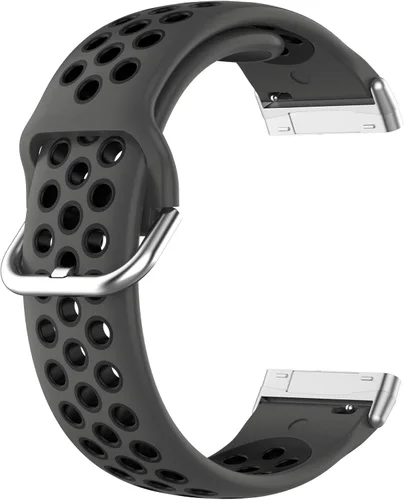 Vista 3 de BabyValley Correa compatible con Fitbit Versa 4/Versa 3/Sense Banda de silicona + conector de metal Correa de pulsera transpirable Correa de reloj