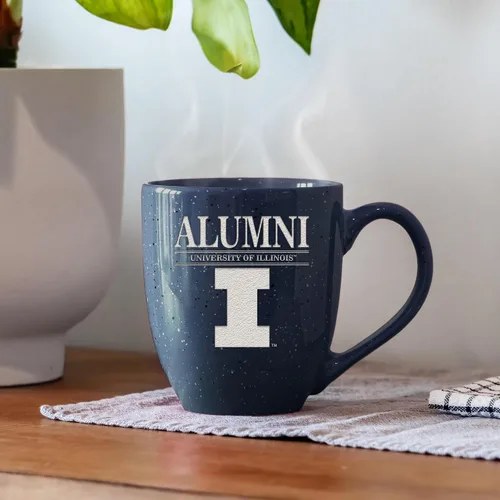 Vista 2 de Rico Industries NCAA Illinois Fighting Illini Alumni - Taza de café de cerámica moteada grabada con láser de 16 onzas