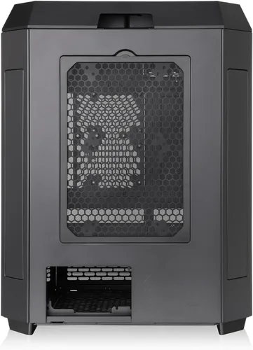Vista 4 de Thermaltake Carcasa ATX Tower 600 negra de media torre; 3 paneles de vidrio templado; soporte de placa base de conector oculto; ranuras PCI-e