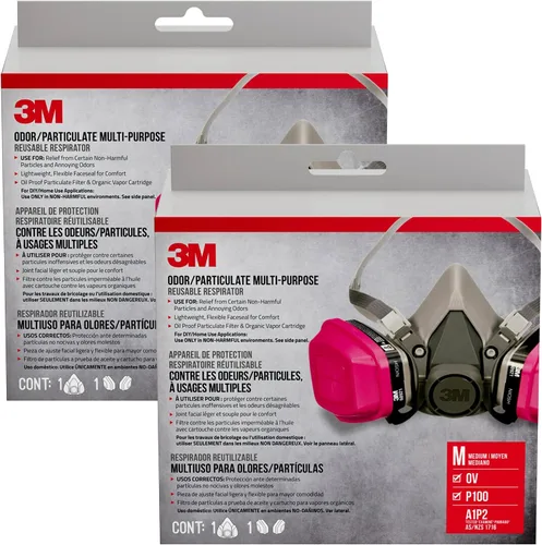Vista 9 de 3M P100/OV Odor/Particulate Multi-Purpose Reusable Respirator 65021, NIOSH-APPROVED Organic Vapor Cartridge, Medium