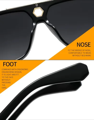 Vista 8 de ZLJSHIHOI Gafas de sol vintage retro de los años 70 para mujeres y hombres marco de aviador cuadrado grande UV400 de moda