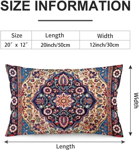 Vista 2 de Kashan - 19 fundas de almohada con estampado central persa de 12 x 20 pulgadas, fundas de almohada decorativas de terciopelo suave para decoración