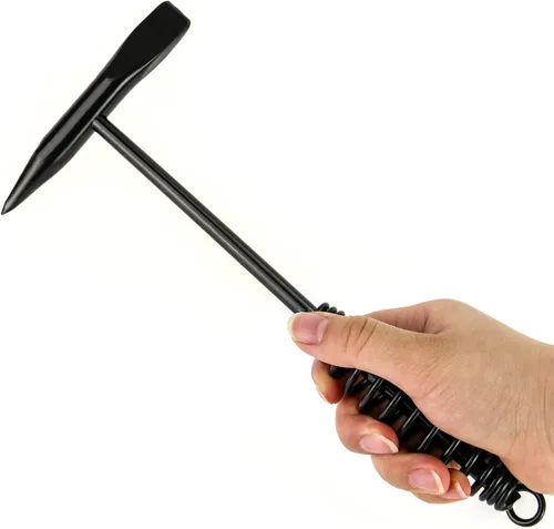 Vista 4 de QWORK Martillo astillador de soldadura, 2 paquetes de martillo de dos cabezas de 10.5 pulgadas con mango de resorte helicoidal, limpieza
