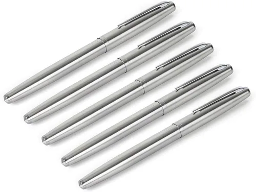 Vista 2 de Gullor Juego de 5 plumas estilográficas clásicas de acero inoxidable EF con convertidores de tinta