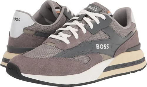 Vista 7 de BOSS Zapatillas de deporte de material mixto para hombre con gamuza y cuero liso