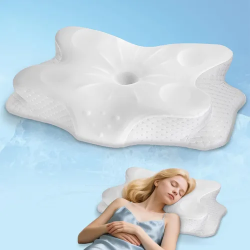 Vista 2 de CCidea Almohadas cervicales para el cuello para dormir y aliviar el dolor, almohada ergonómica de espuma viscoelástica de contorno para dormir