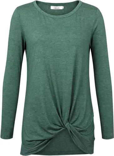 Vista 4 de SHIBEVER - Camiseta de manga corta larga para mujer, con cuello redondo y anudado lateral, estilo informal, a la moda