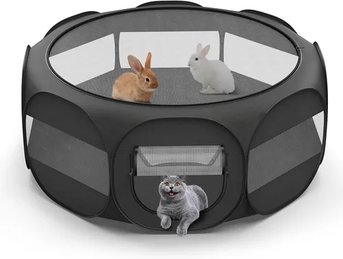 Vista 11 de VavoPaw Corralito para Animales Pequeños, Caja de Crianza de Pollos con Tapa Superior, Carpa de Jaula Portátil para Ejercicio al Aire Libre