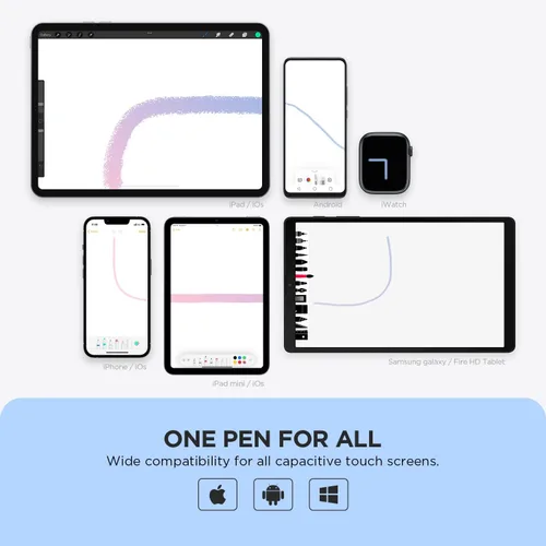 Vista 2 de Lápiz para Tablet, Lápiz Stylus con Punta de Disco Capacitiva y Tapa Magnética Compatible con Todas las Pantallas Táctiles, Lápices para Apple iPad