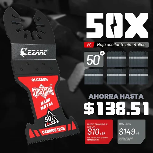Vista 6 de EZARC Hojas de sierra oscilantes de carburo de obsidiana, cuchillas multiherramienta de liberación rápida para metal duro, clavos, pernos