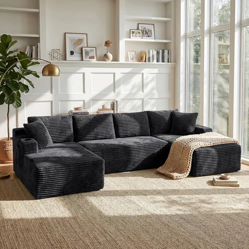 Vista 10 de Sofá sin hueso, sofás seccionales de 102.4 pulgadas para sala de estar con sofá en forma de L Sofá Cloud seccional con diván, sofá modular de nube