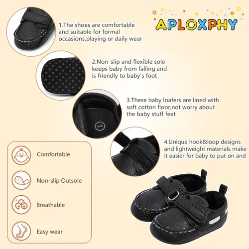 Vista 5 de Aploxphy Mocasines clásicos para bebés, niñas y niños, zapatos de vestir Oxford para bebés y niñas, zapatos de vestir para precaminantes, mocasines