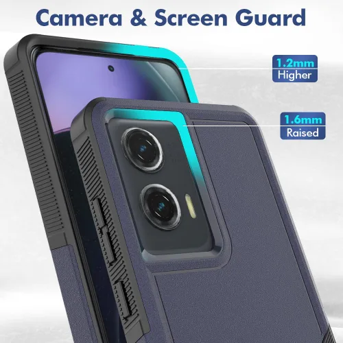 Vista 4 de Funda para Motorola Moto G Stylus 5G 2024 con protector de pantalla de vidrio templado, capa interior de TPU suave y cubierta trasera exterior dura