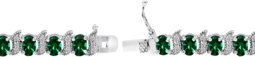 Vista 4 de B. BRILLIANT Pulsera de plata de ley genuina, creada o simulada con piedras preciosas ovaladas y S para mujer