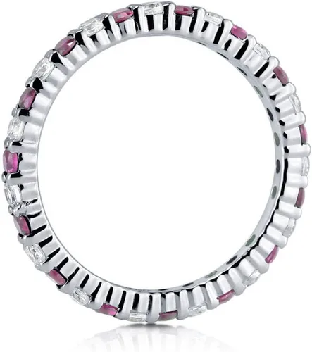 Vista 15 de BERRICLE Sterling Silver Rings Stackable Eternity Band Ring for Women, Round Cubic Zirconia CZ - Amethyst-Purple, Emerald-Green, Garnet-Red