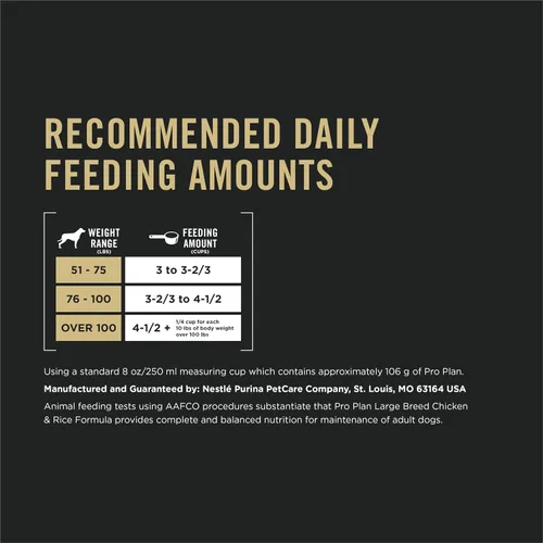 Vista 5 de Purina Pro Plan Comida seca para perros de raza grande con alto contenido de proteínas y salud digestiva, fórmula de pollo y arroz - Bolsa de 18 lbs