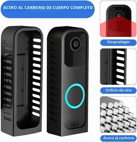 Vista 2 de Soporte para timbre Blink sin taladro, soporte de metal antirrobo para timbre, kit de timbre de cámara Blink (negro)