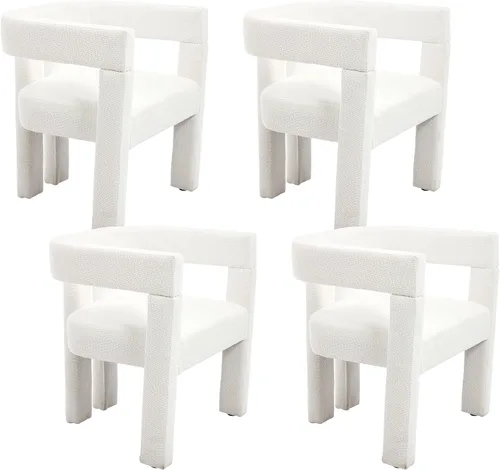 Vista 15 de Juego de 4 Sillas de Comedor Modernas, Sillas Barrel para Sala de Estar, Sillón de Tela, Silla Barrel Tapizada para Sala de Estar Cocina Recepción