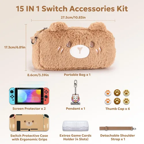 Vista 2 de Switch Case for NS Switch, innoAura 15 in 1 Switch Accessories Bundles with Switch Carrying Case, Switch Game Case, Switch Protective Case, Switch