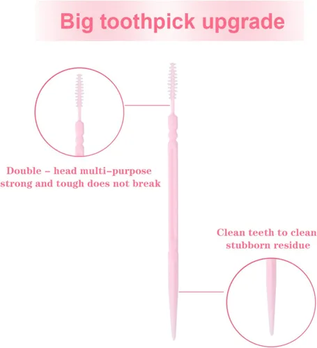 Vista 2 de Palillos de dientes para dientes, 1000 unidades, palillos de dientes de doble cabeza interdental, cuidado bucal (color aleatorio)