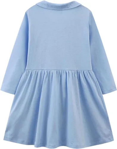 Vista 2 de HILEELANG Vestido de manga larga para niña, de algodón, casual, con apliques para Halloween, Navidad, túnica