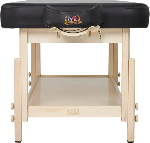 Vista 4 de MT Massage Harvey Comfort - Mesa de masaje estacionaria de madera de 30 pulgadas, color negro, altura ajustable, plana, terapia física, salón