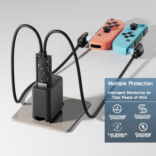 Vista 4 de Switch Controller Charging Dock Compatible with Nintendo Switch & OLED Model Joy Con with LED Indicationfor Nintendo Switch Joy Con