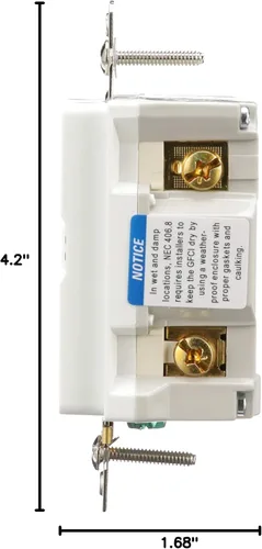 Vista 7 de Eaton TWRSGF20W GFCI - Receptáculo dúplex resistente a manipulaciones y a la intemperie, 20 A -125 V, con placa de pared de tamaño estándar