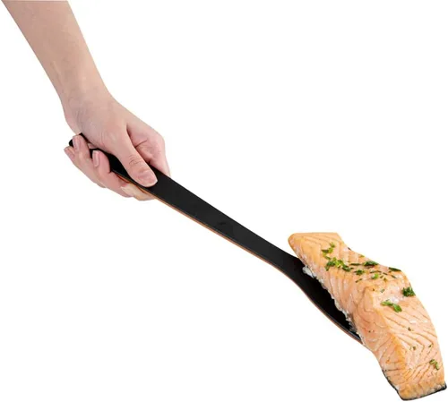Vista 6 de Restaurantware Nature Tek - Espátula en ángulo de 13.2 pulgadas, 1 espátula giratoria de madera en ángulo, mango resistente, agujero para colgar