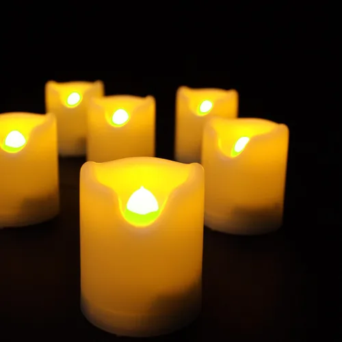 Vista 3 de CANDLE CHOICE Velas votivas sin llama, temporizador remoto, parpadeante, funciona con pilas, luces LED eléctricas, para Halloween, calabaza