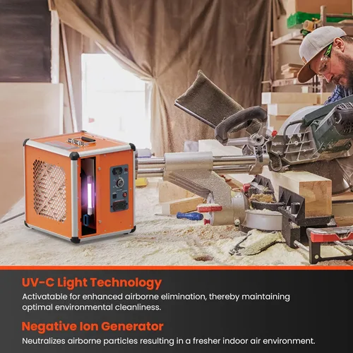 Vista 7 de Abestorm Depurador de aire comercial con luz UV-C, filtro de carbón activado HEPA H13, iones negativos, purificador de aire de aluminio