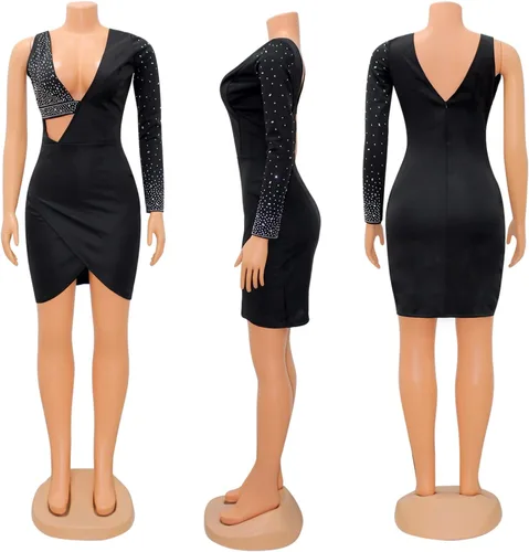 Vista 5 de Conjunto sexy de 3 piezas de ombliguera con diamantes de imitación para mujer, pantalones cortos, blazer, chaquetas, fiesta, club, conjunto