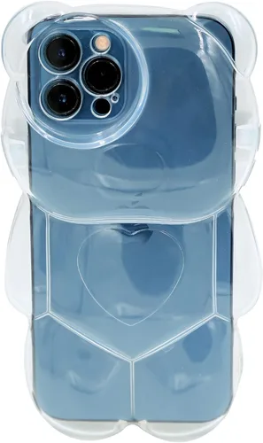 Vista 14 de Bear - Funda para teléfono compatible con el teléfono 11, bonita funda holográfica negra 3D con diseño de oso holográfico, a prueba de golpes, Kpop