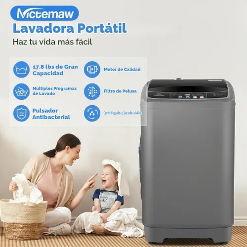 Vista 9 de Nictemaw - Lavadora portátil de 17.8 libras con bomba de drenaje, 2.4 pies cúbicos