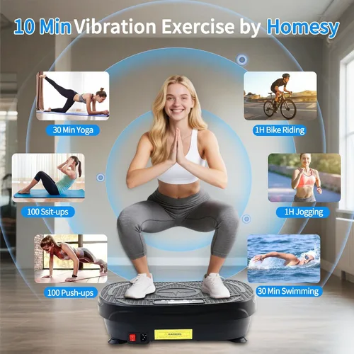 Vista 11 de Homesy Vibration Plate Exercise Machine, Vibrating Plate for Lymphatic Drainage, Full Body Shake Platform Board for Home Fitness and Fat Burning