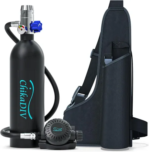 Vista 9 de Mini tanque de buceo de 1L con 15-20 minutos Mini tanque de buceo con bomba Tanque de oxígeno portátil para buceo Tanque subacuático Paquete