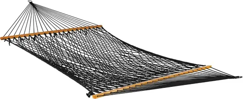 Vista 9 de Bliss Hammocks BH-410BK Hamaca clásica de cuerda con barra esparcidora Negro