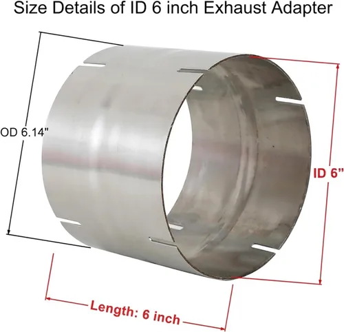 Vista 2 de Adaptador de acoplador de escape universal ID 6" a ID 6" T304