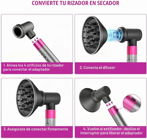 Vista 2 de Juego de accesorios de difusor y adaptador para Dyson Airwrap, concentrador y adaptador