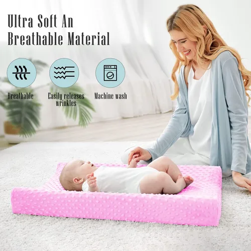 Vista 4 de Cute Castle Funda para cambiador, fundas de felpa ultra suaves con lunares de frijoles, transpirables, sábanas para cambiador de bebé para niño