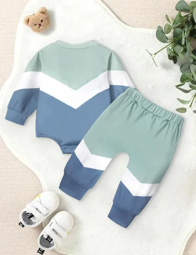 Vista 5 de Conjunto de sudadera de gran tamaño con bloques de color y pantalones para otoño e invierno