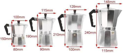 Vista 4 de Haofy Cafetera de aluminio, cafetera de café expreso expreso, cafetera italiana, adecuada para estufa de gas (5.1 fl oz)