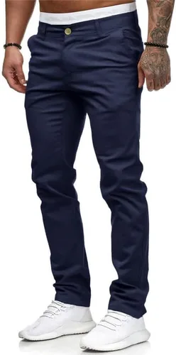 Vista 2 de HUNGSON Mens Chinos Slim Fit Stretch Flat-Front Skinny Dress Pants