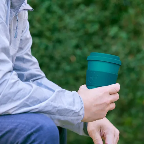Vista 6 de Ecoffee Cup Taza de café reutilizable de 12 onzas (11.8 fl oz) – Taza de viaje a base de plantas PLA con tapa de silicona, sin melamina y apta